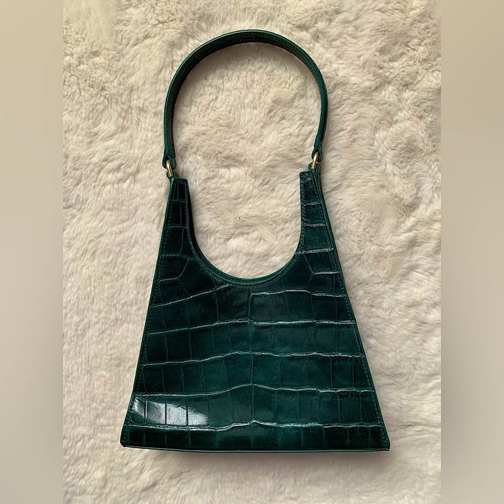 Staud lizard effect leather tote bag in emerald. Like new. Used once.